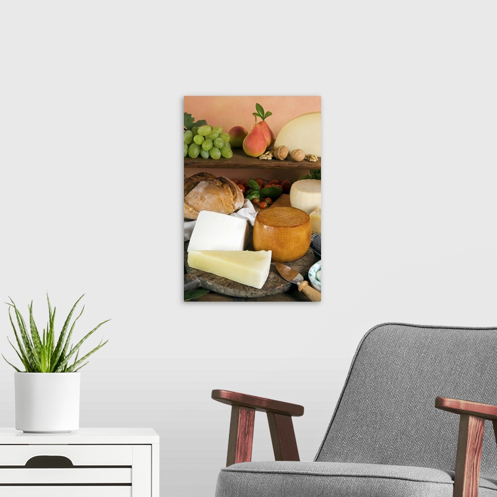 A modern room featuring Italian cheeses, Italy, Europe