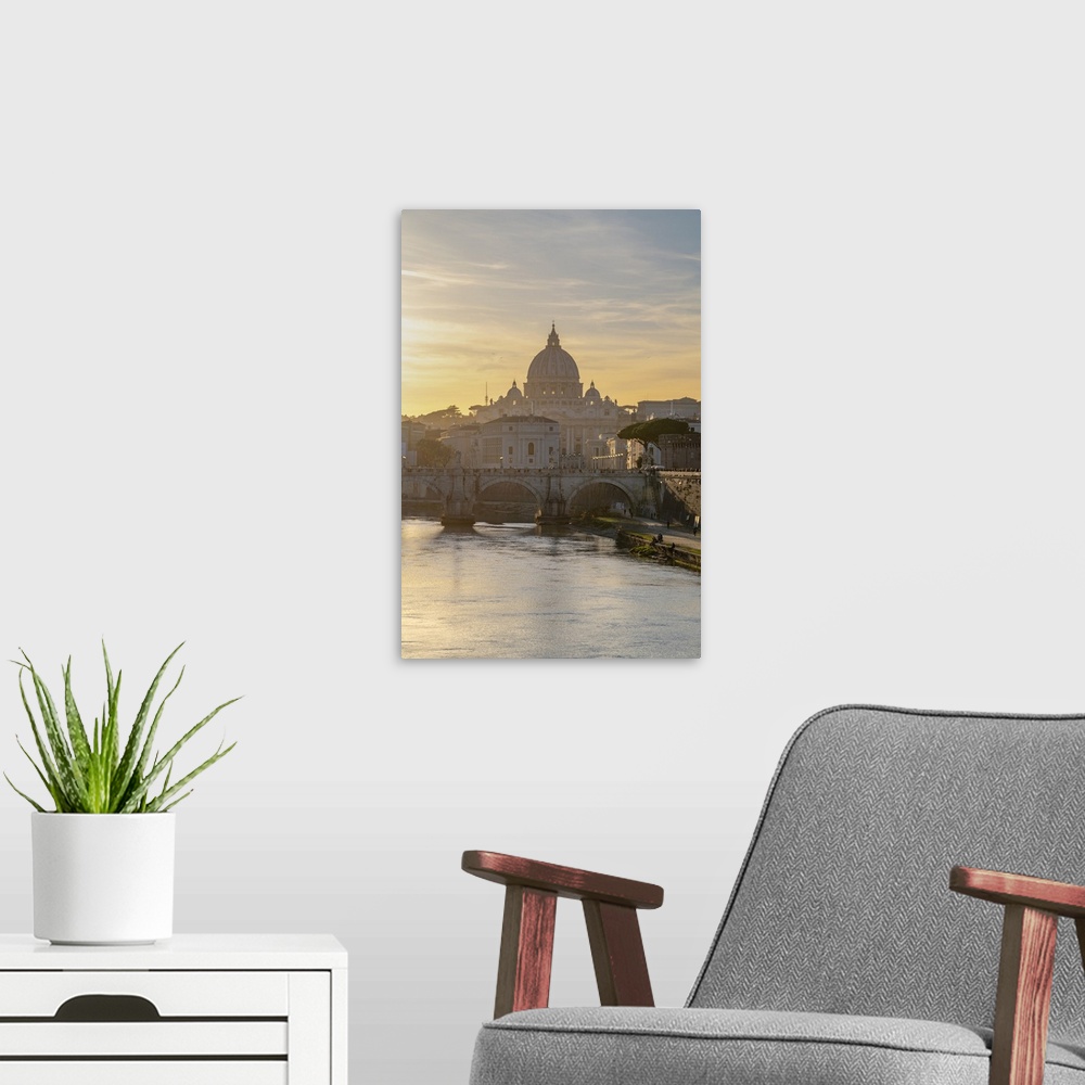 A modern room featuring River Tiber, St. Peter's Basilica, UNESCO World Heritage Site, Rome, Lazio, Italy, Europe