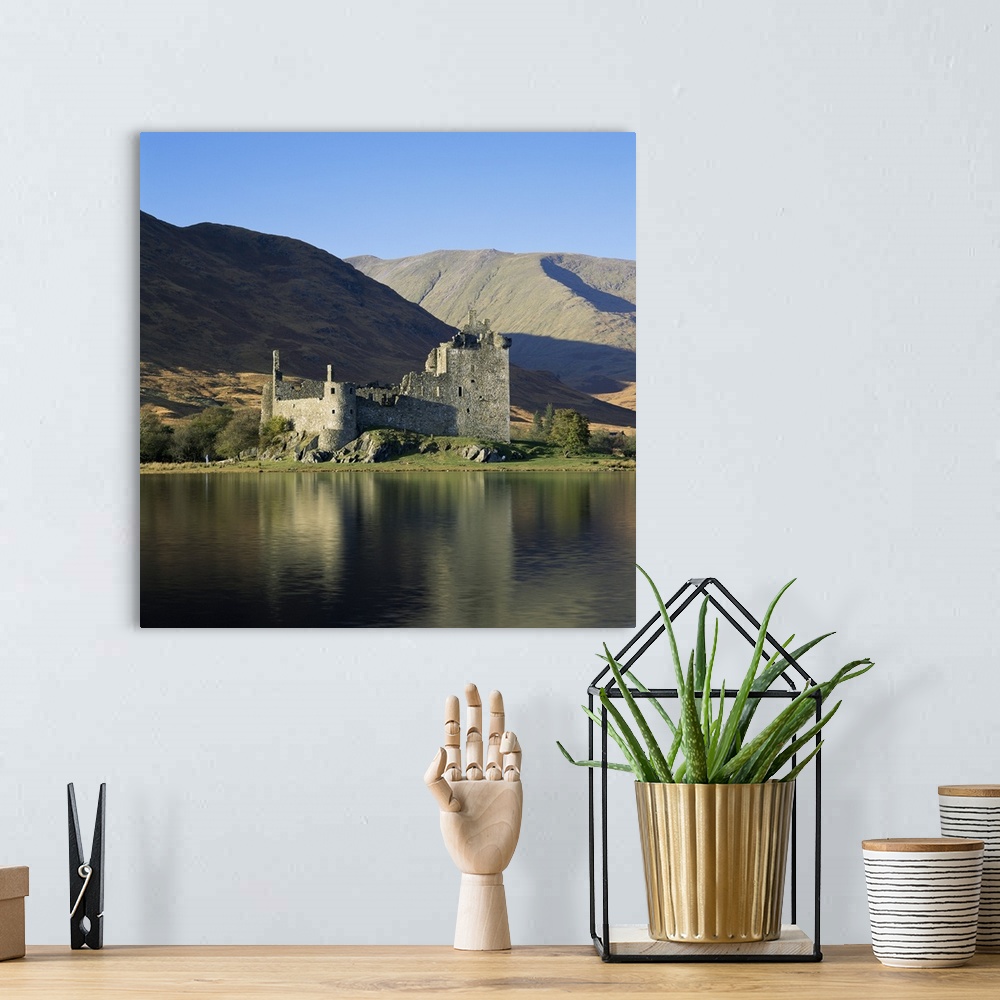 A bohemian room featuring Kilchurn Castle, Loch Awe, Strathclyde, Scotland, UK