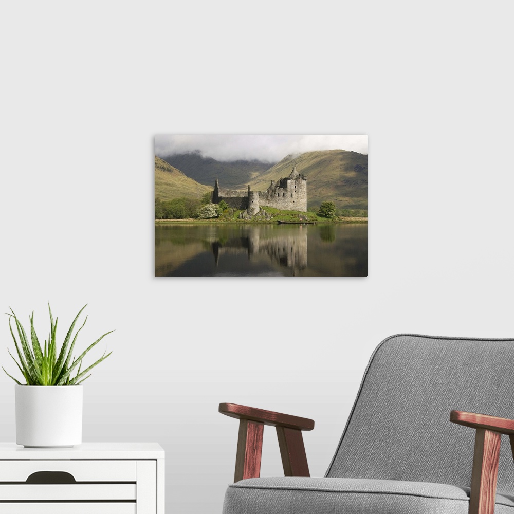 A modern room featuring Kilchurn castle, near Loch Awe, Highlands, Scotland, UK