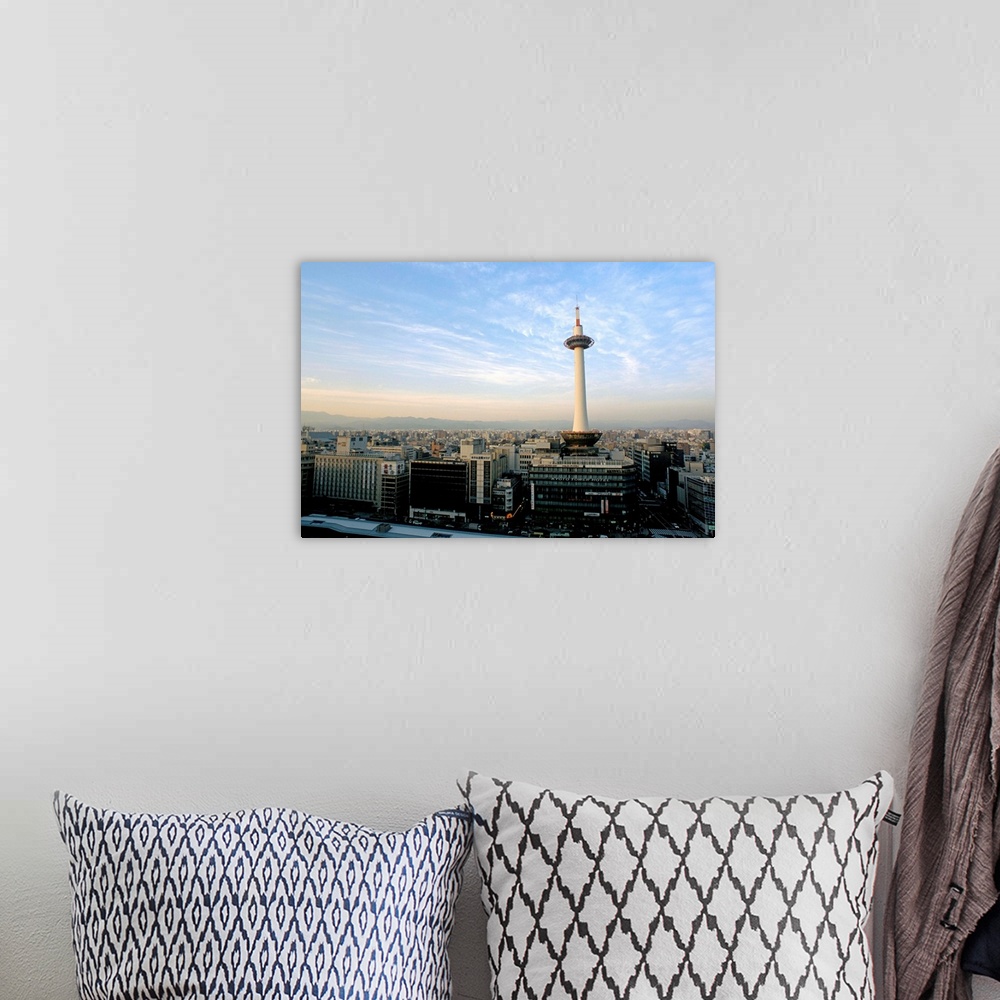 A bohemian room featuring Kyoto tower and city skyline, Kyoto, Japan, Asia