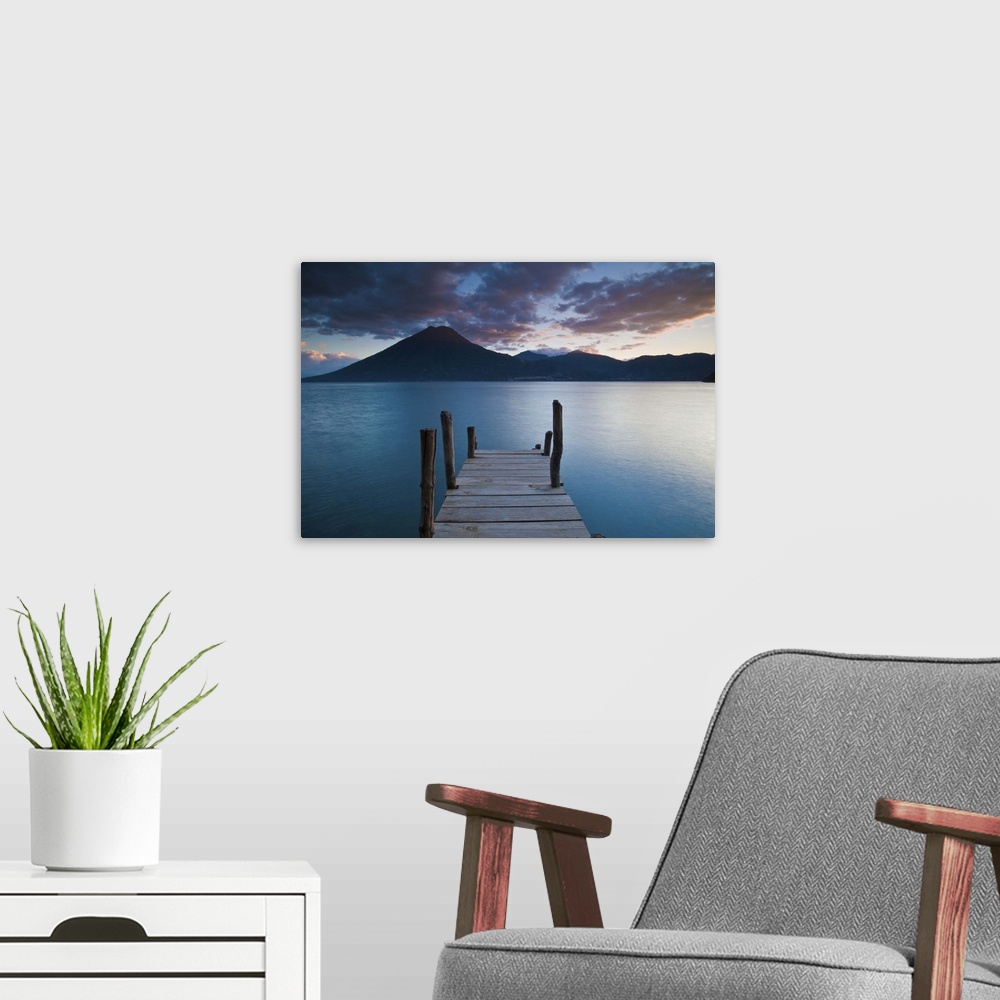 A modern room featuring Lake Atitlan, Western Highlands, Guatemala, Central America