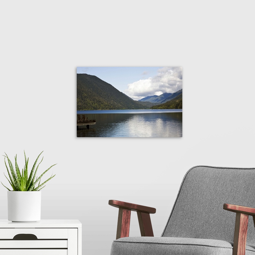 A modern room featuring Lake Crescent, Olympic Peninsula, Washington State, United States of America