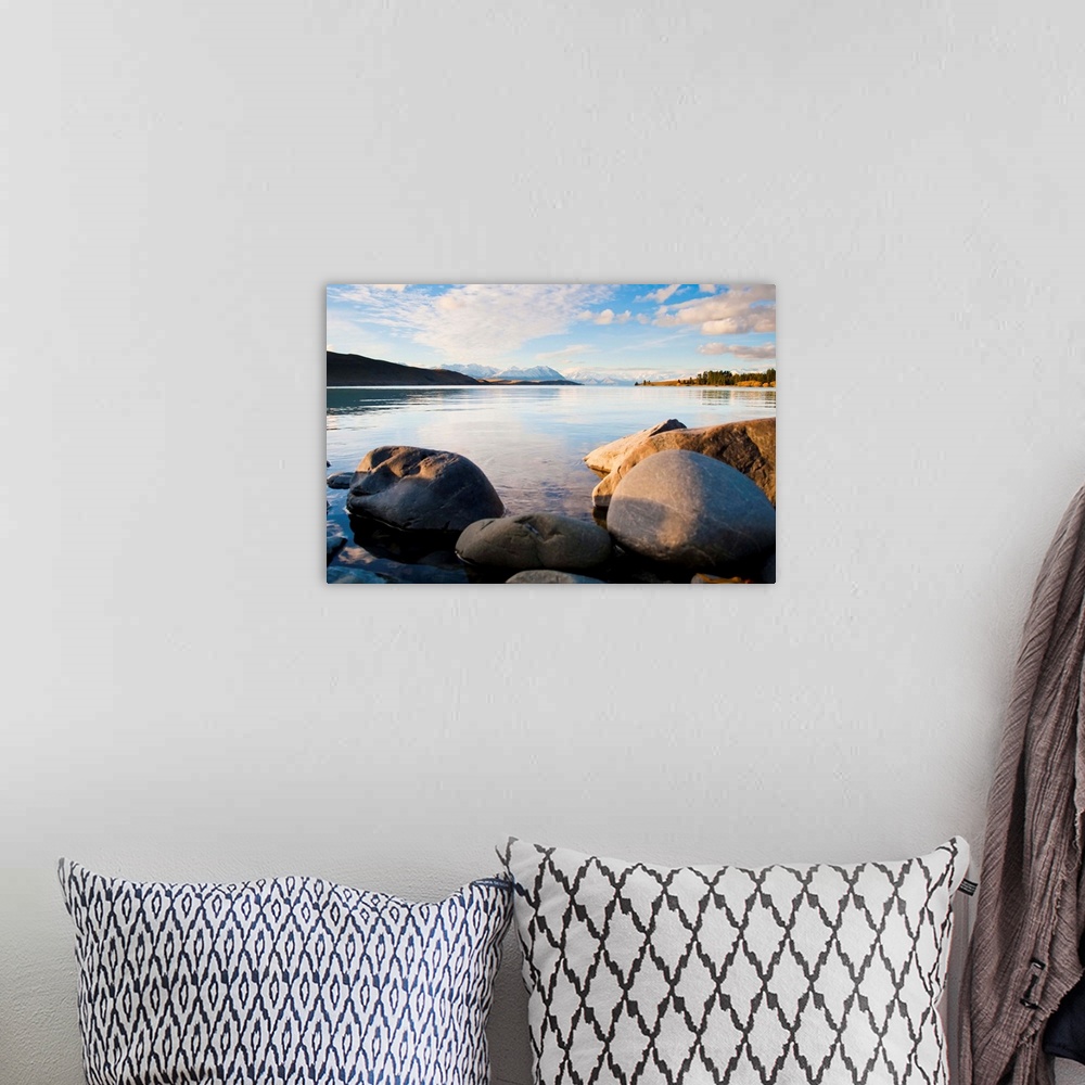 A bohemian room featuring Lake Tekapo in evening light, Southern Lakes, South Island, New Zealand