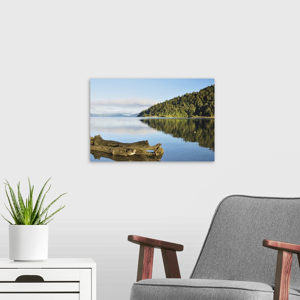 A modern room featuring Lake Waikaremoana, Te Urewera National Park, Bay of Plenty, North Island, New Zealand