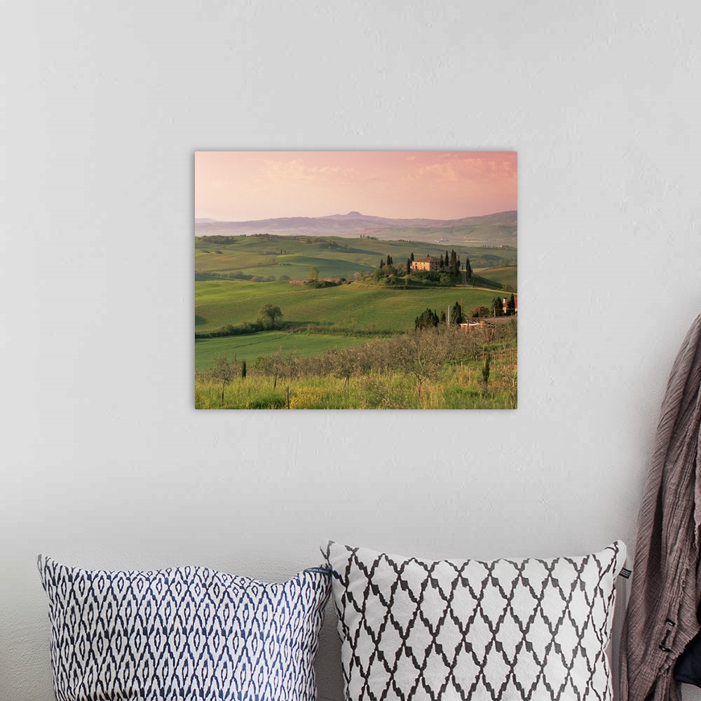 A bohemian room featuring Landscape near San Quirico d'Orcia, Tuscany, Italy, Europe