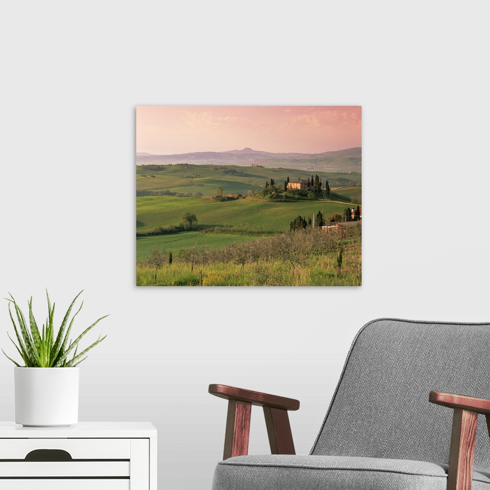 A modern room featuring Landscape near San Quirico d'Orcia, Tuscany, Italy, Europe