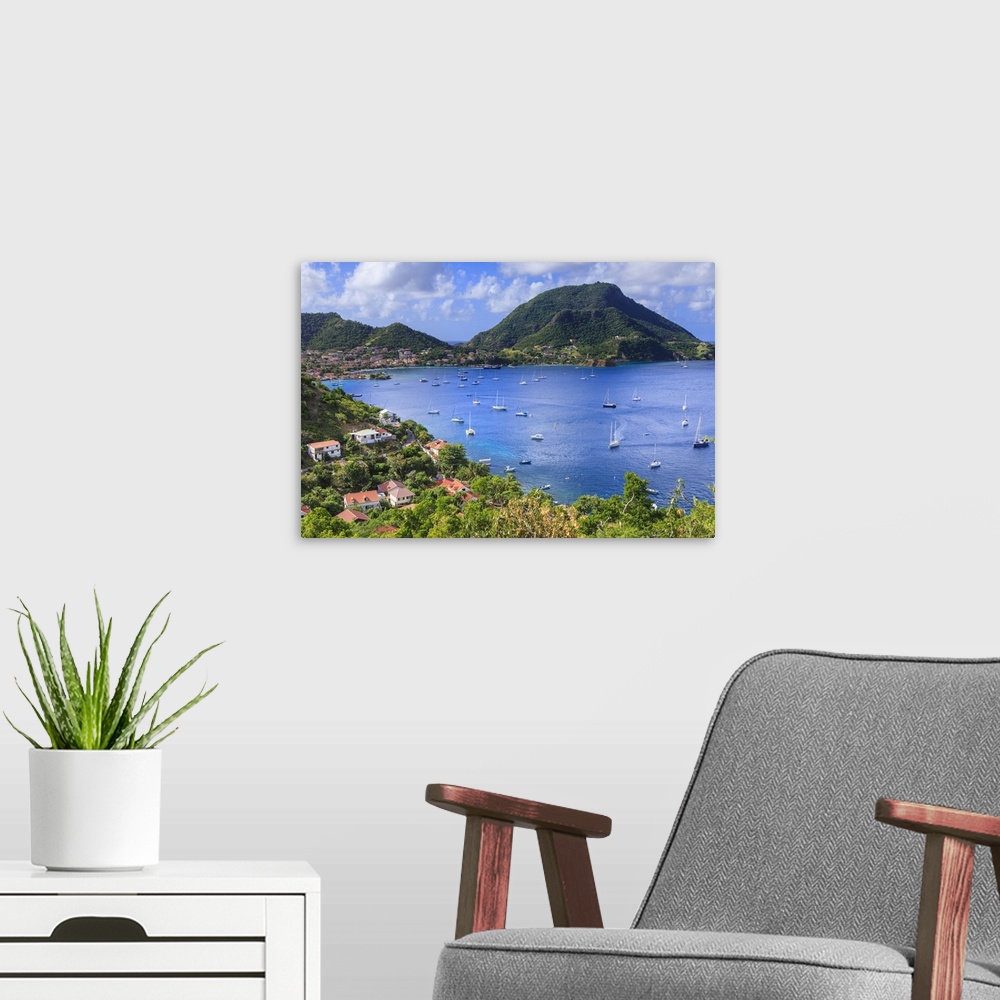 A modern room featuring Beautiful Les Saintes Bay, Bourg des Saintes, Terre de Haut, Iles Des Saintes, Guadeloupe, Leewar...