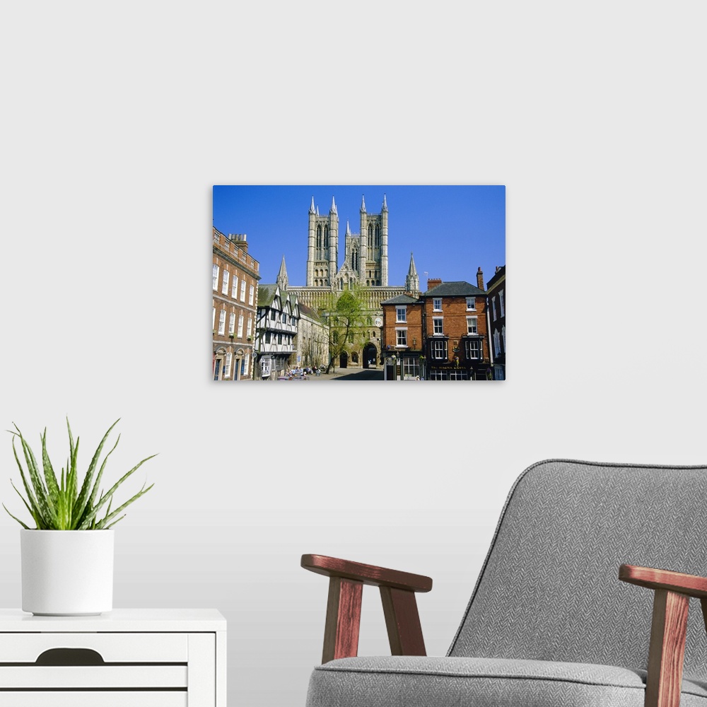 A modern room featuring Lincoln Cathedral, Lincoln, England, UK