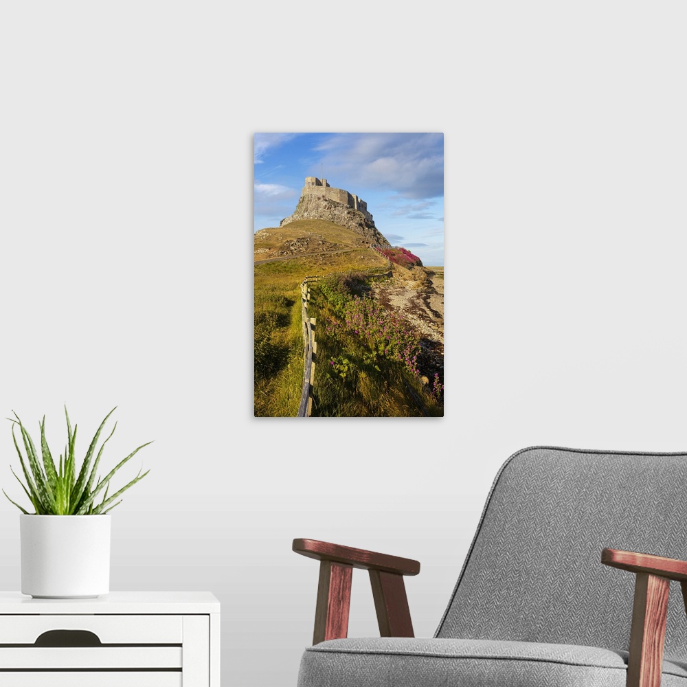A modern room featuring Lindisfarne Castle on a clifftop, Lindisfarne Island, Holy Island, Lindisfarne, Northumberland, E...