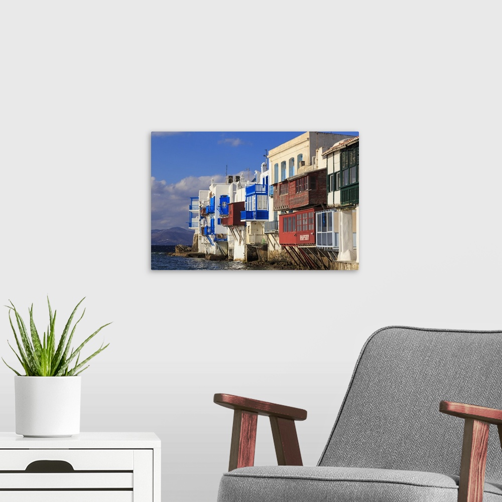 A modern room featuring Little Venice, Mykonos Town, Mykonos, Cyclades, Greek Islands, Greece
