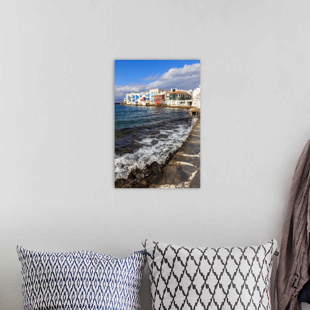 A bohemian room featuring Little Venice promenade, Mykonos Town, Mykonos, Cyclades, Greek Islands, Greece