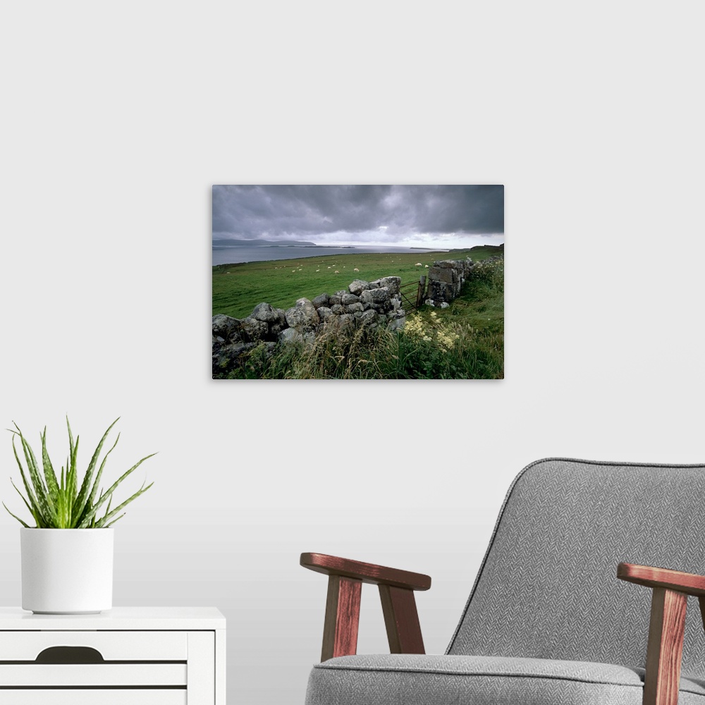 A modern room featuring Loch Bay and islands, Isle of Skye, Inner Hebrides, Scotland, UK