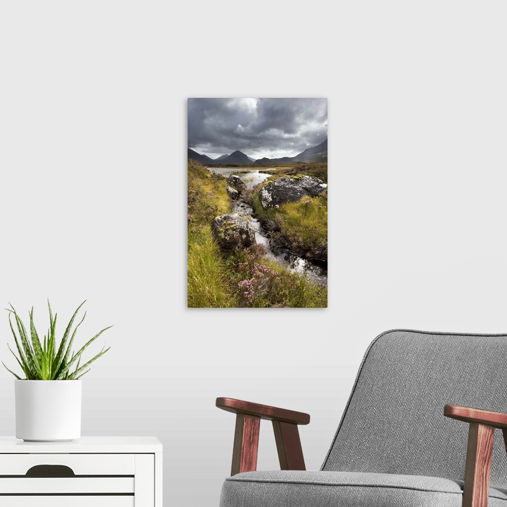 A modern room featuring Loch Caol to Sgurr nan Gillean, Glen Sligachan, Isle of Skye, Highlands, Scotland