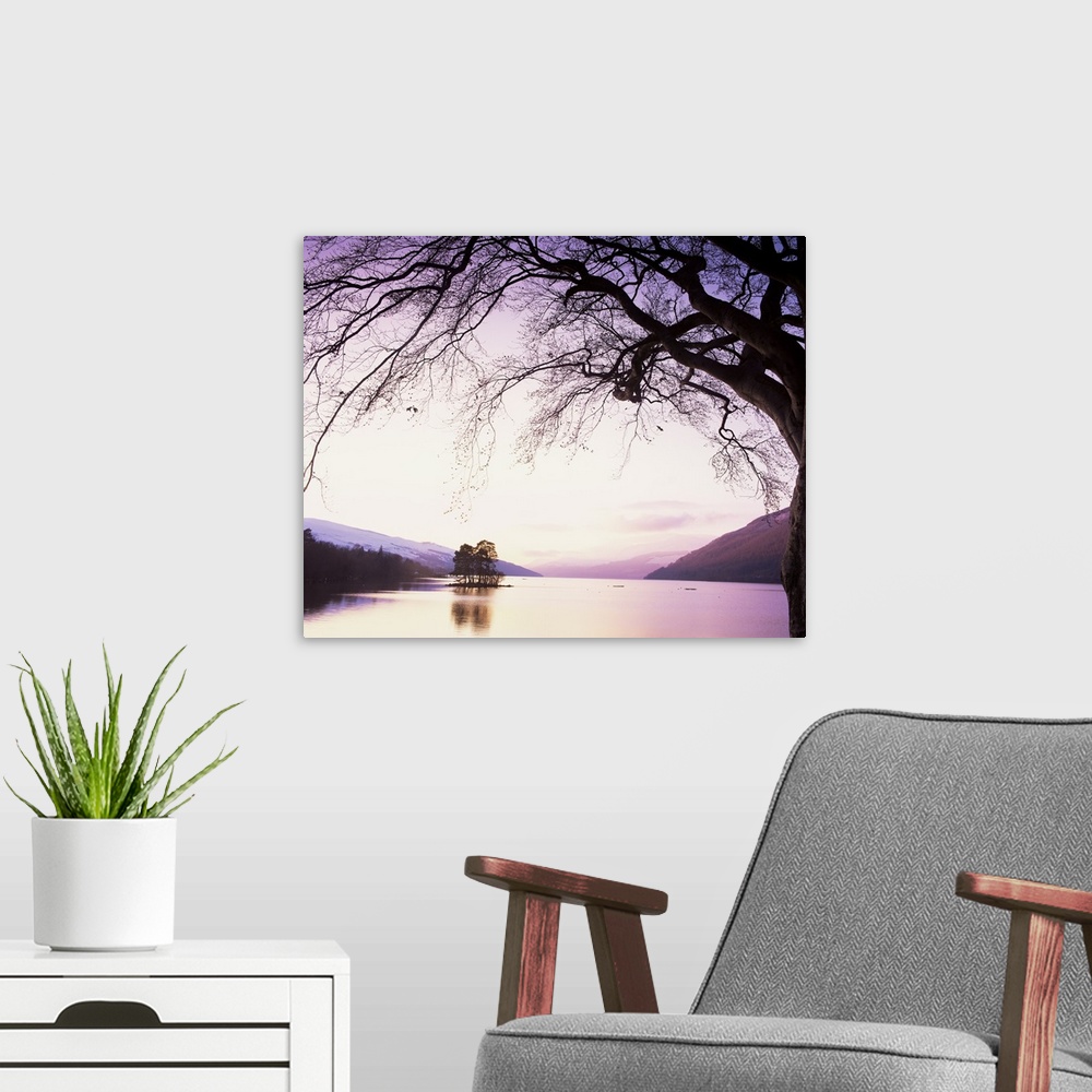 A modern room featuring Loch Tay in the evening, Tayside, Scotland