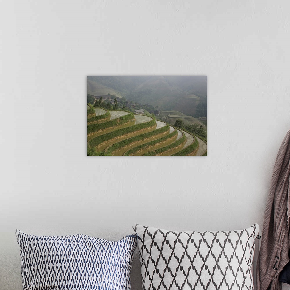 A bohemian room featuring Longsheng terraced ricefields in June, Guangxi Province, China, Asia