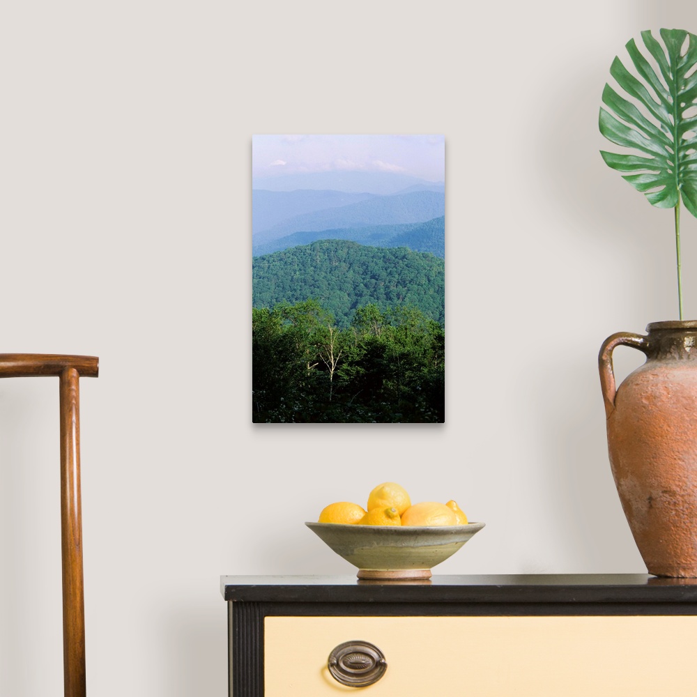 A traditional room featuring Looking over the Appalachian mountains in Cherokee Indian Reservation, North Carolina