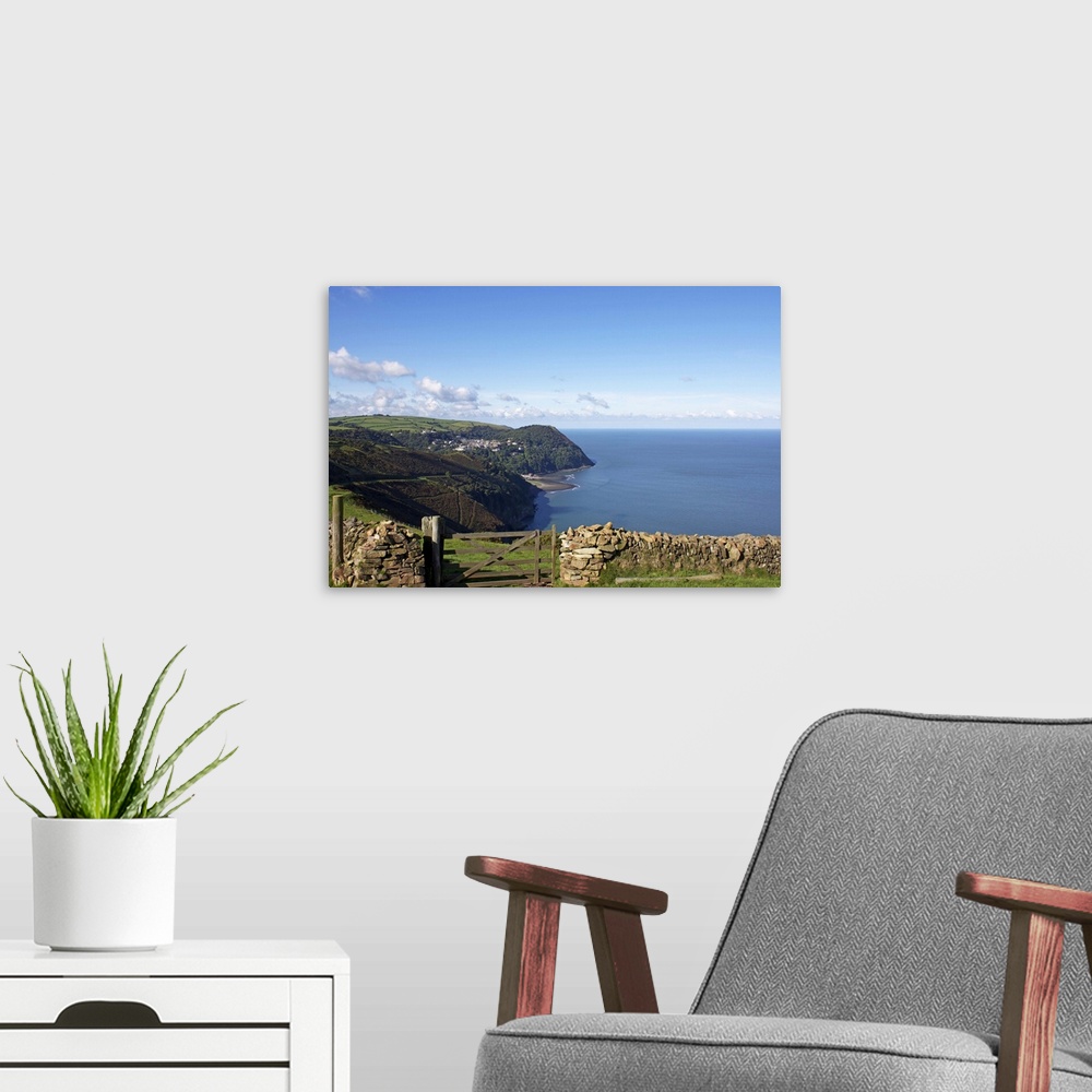 A modern room featuring Lynmouth from Countisbury, Exmoor, Somerset, England, United Kingdom, Europe