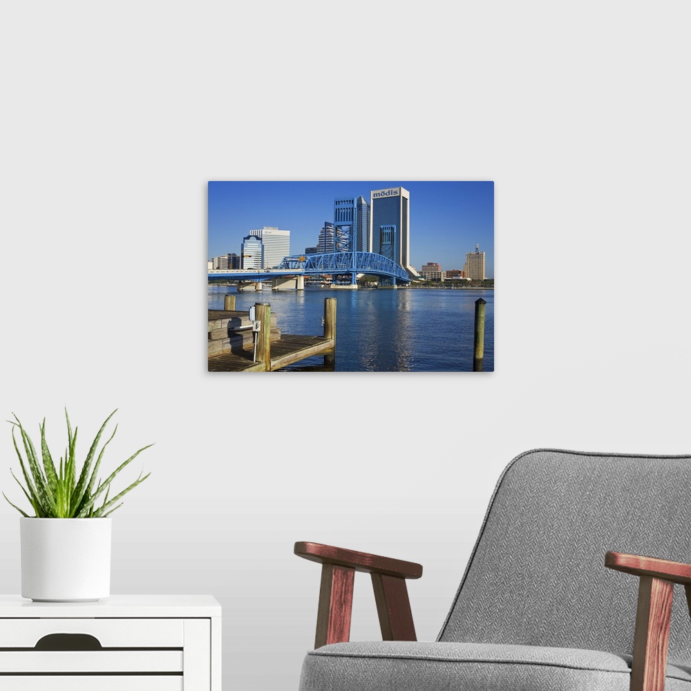 A modern room featuring Main Street Bridge and skyline, Jacksonville, Florida