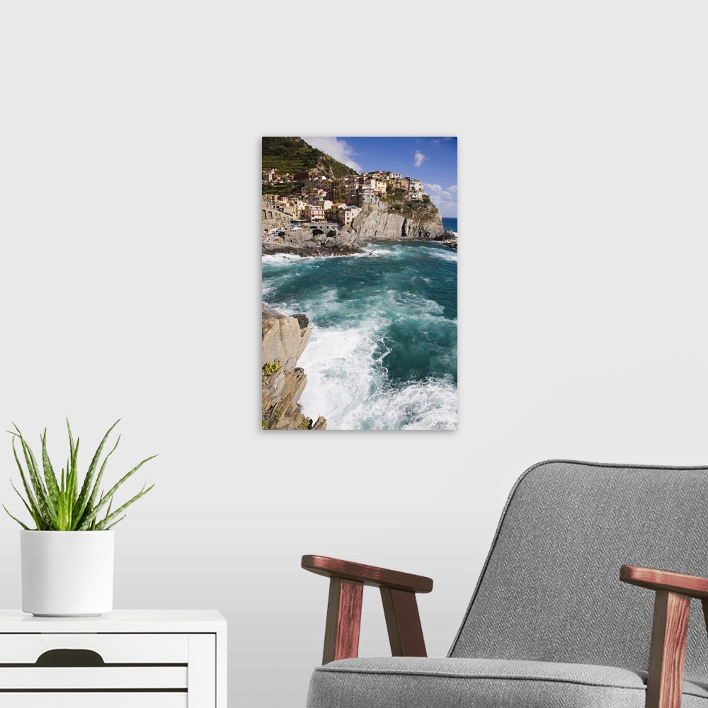 A modern room featuring Manarola, Cinque Terre, Liguria, Italy