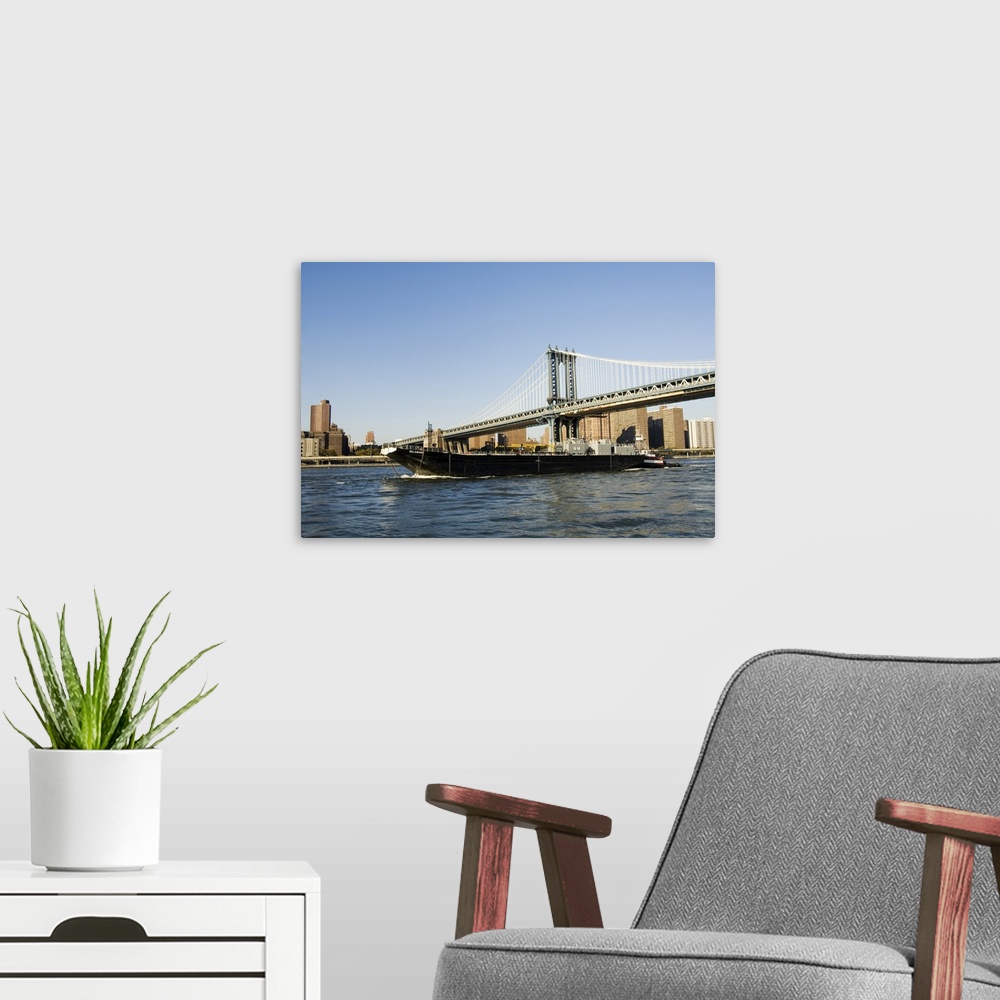 A modern room featuring Manhattan Bridge, New York City