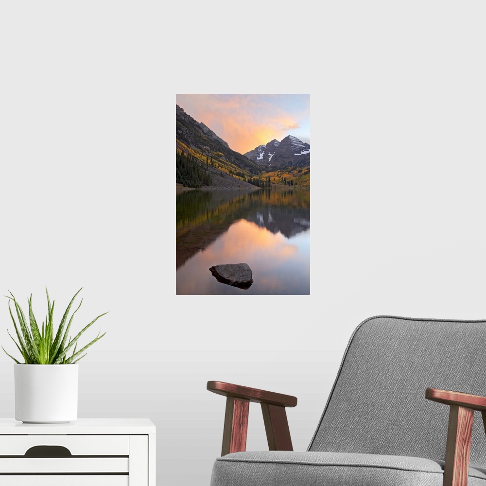 A modern room featuring Maroon Bells with fall colors, White River National Forest, Colorado
