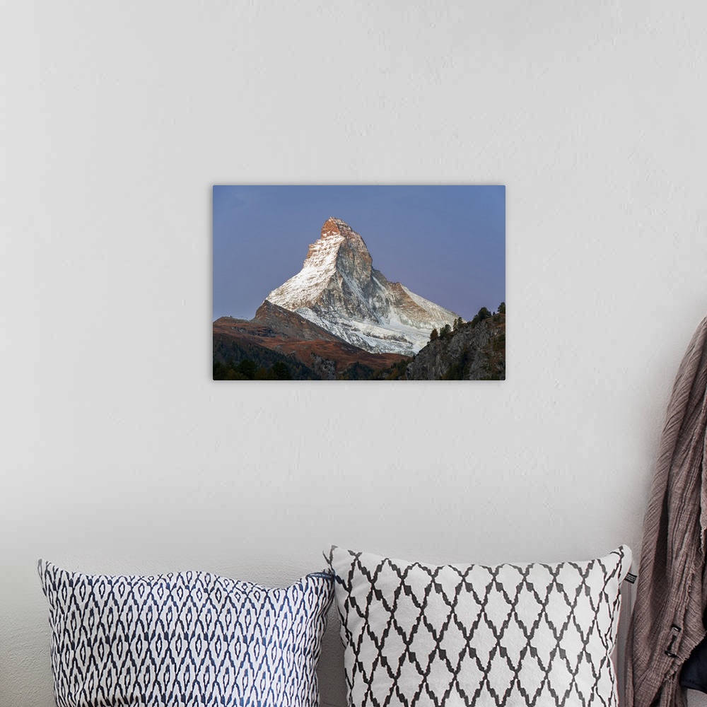 A bohemian room featuring Matterhorn at dusk, Zermatt, canton of Valais, Switzerland, Europe