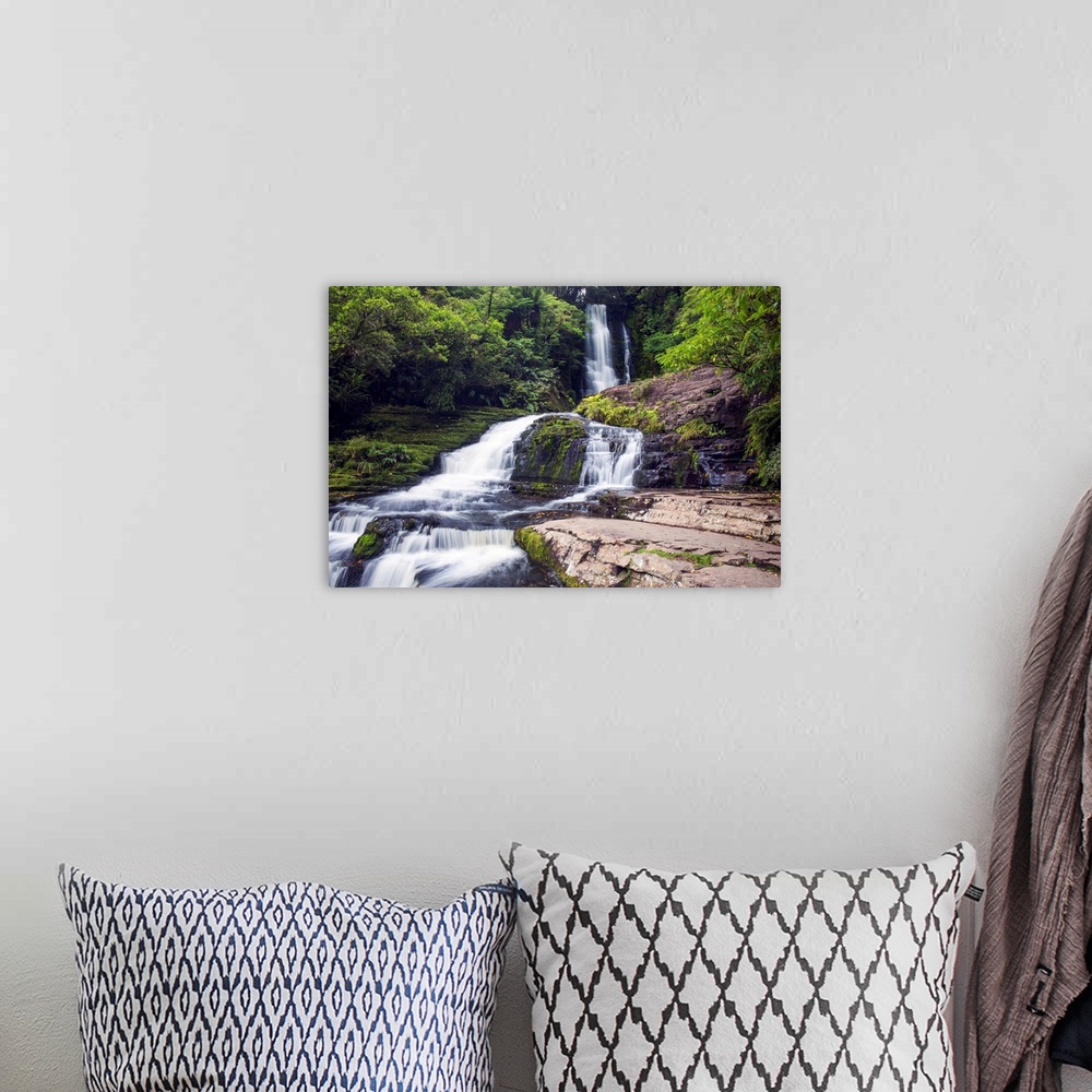 A bohemian room featuring McLean Falls on the Tautuku River, Chaslands, near Papatowai, Catlins Conservation Area, Clutha d...