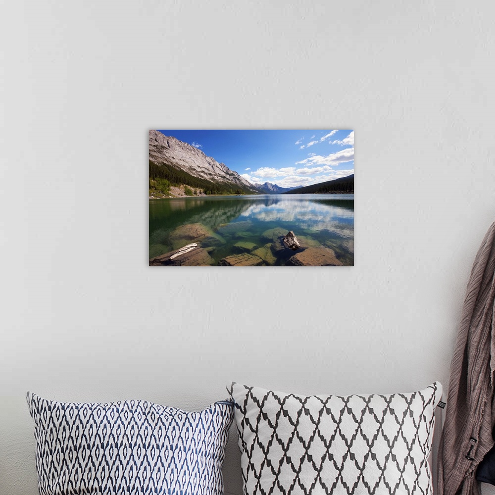 A bohemian room featuring Medicine Lake, Jasper National Park, Rocky Mountains, Canada