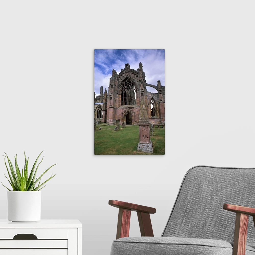A modern room featuring Melrose Abbey, Melrose, Scottish Borders, Scotland, UK