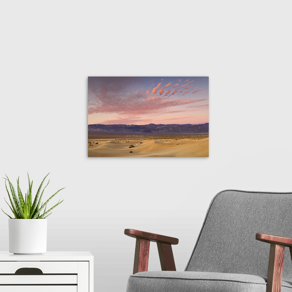 A modern room featuring Mesquite Flat Sand Dunes at sunsrise, Death Valley National Park, California, United States of Am...