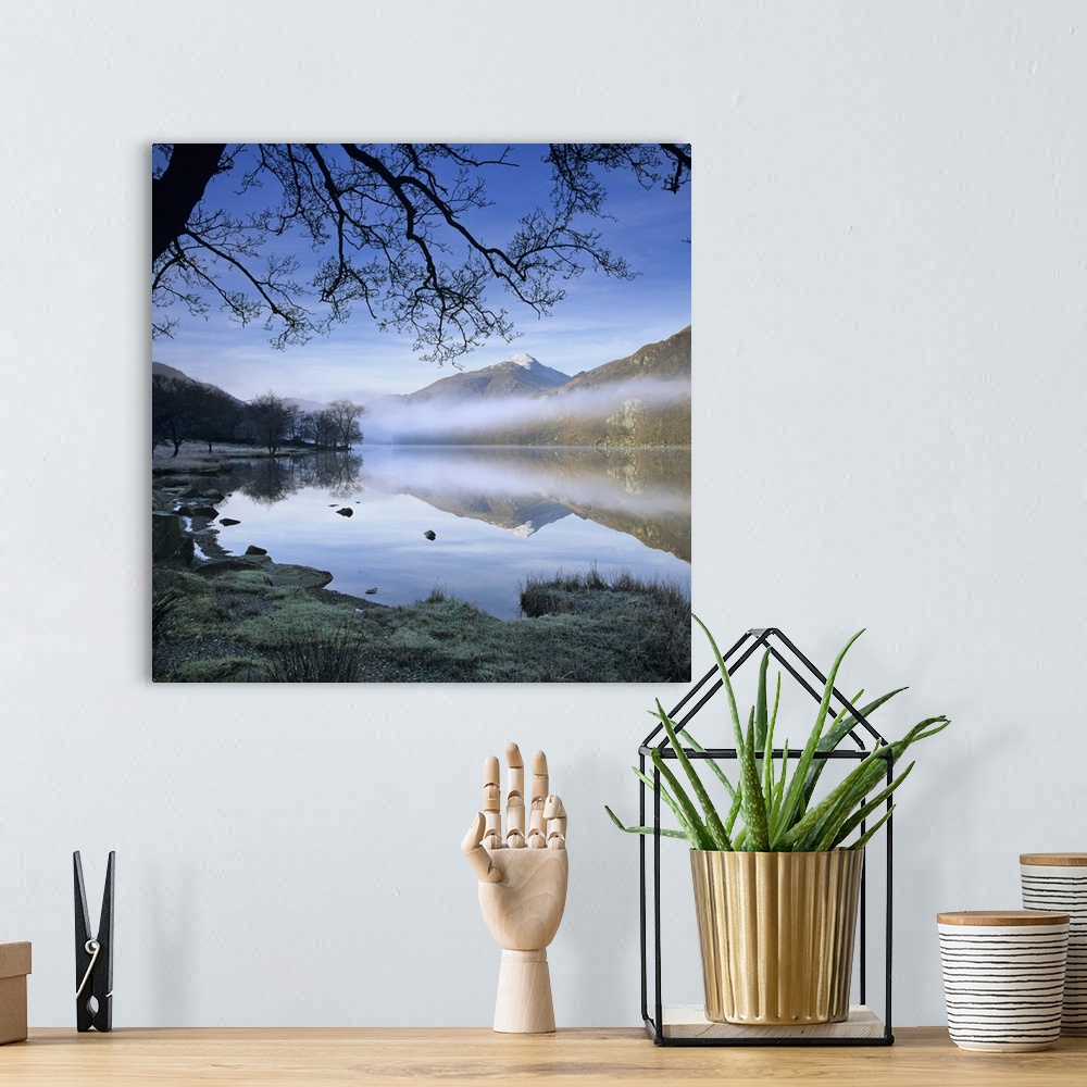 A bohemian room featuring Mist over Llyn Gwynant and Snowdon, Snowdonia National Park, Conwy, Wales