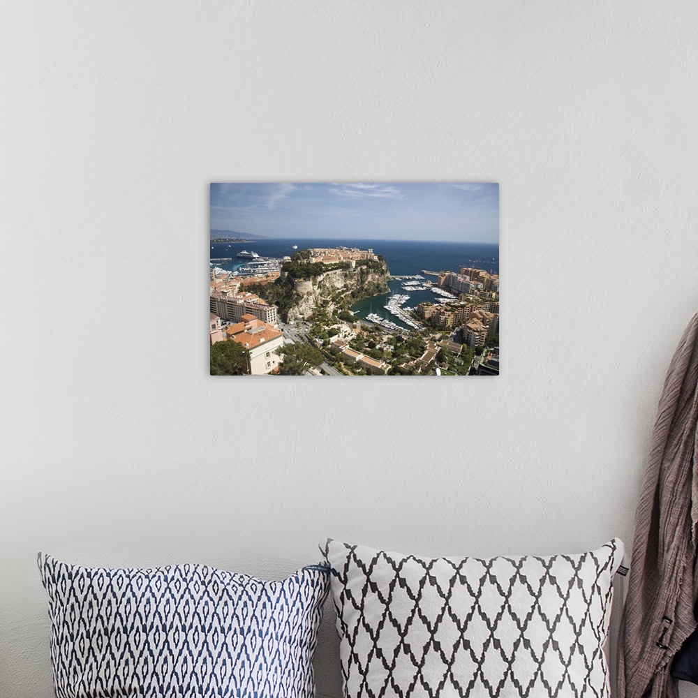 A bohemian room featuring Monaco-Ville and the port of Fontvieille, Monaco, Cote d'Azur, Mediterranean