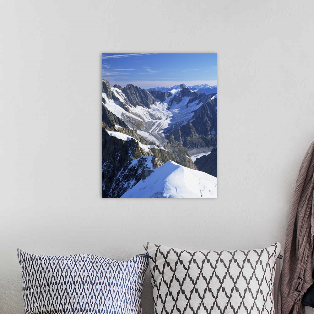 A bohemian room featuring Mont Blanc range near Chamonix, Haute-Savoie, French Alps, France