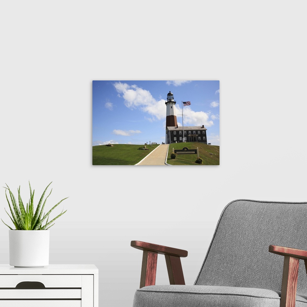 A modern room featuring Montauk Point Lighthouse, Montauk, Long Island, New York