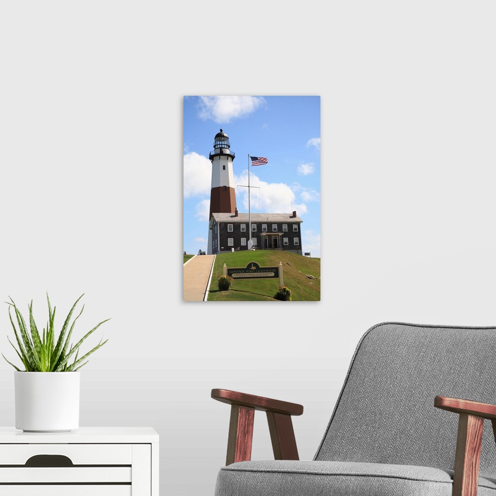 A modern room featuring Montauk Point Lighthouse, Montauk, Long Island, New York