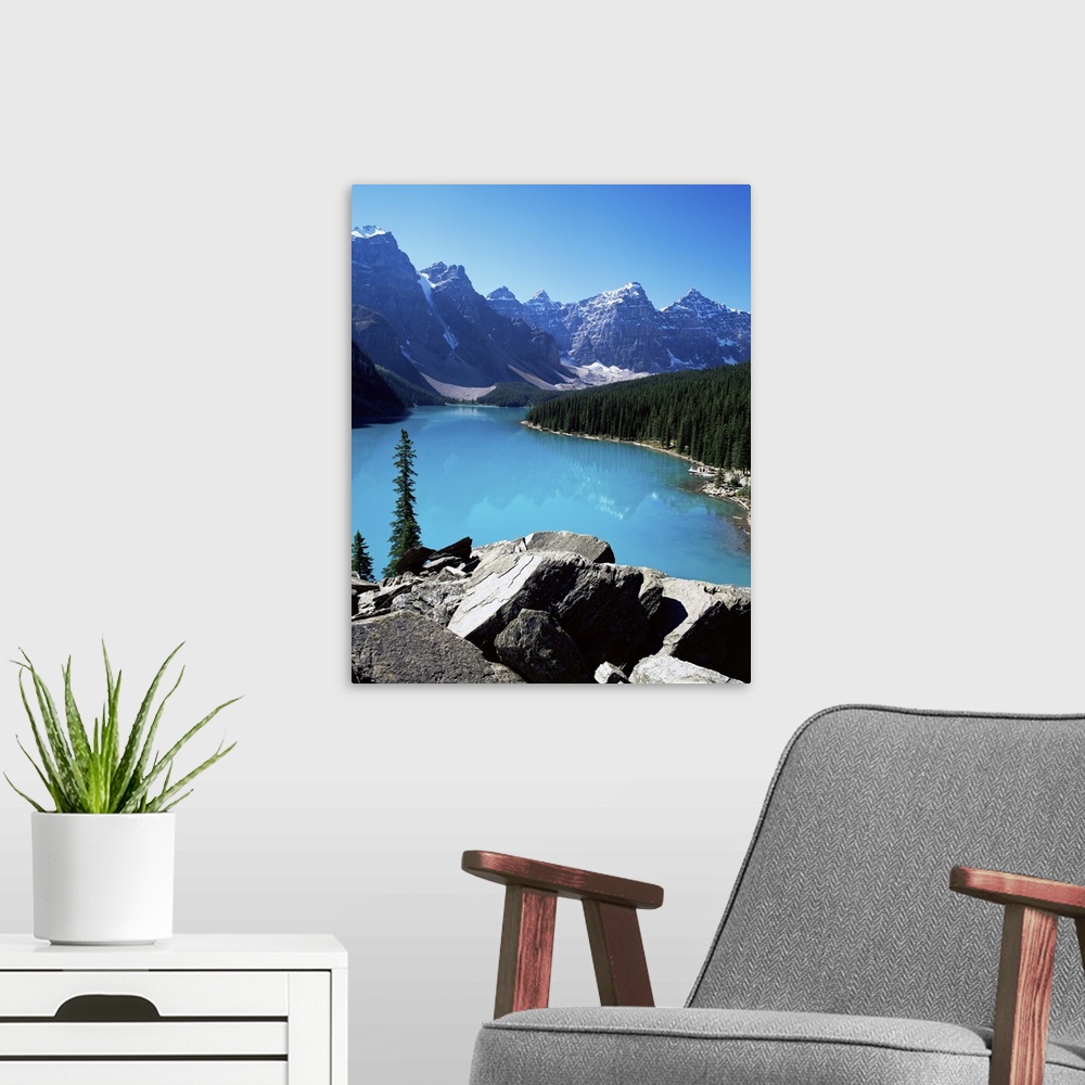 A modern room featuring Moraine Lake, Valley of the Ten Peaks, Banff National Park, Alberta, Canada