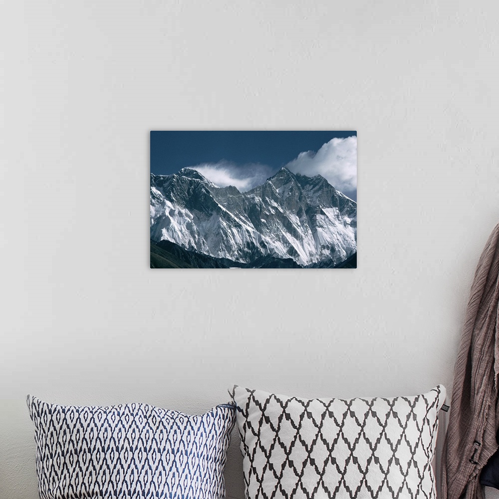 A bohemian room featuring Mount Everest, seen over Nuptse ridge, Himalayas, Nepal, Asia
