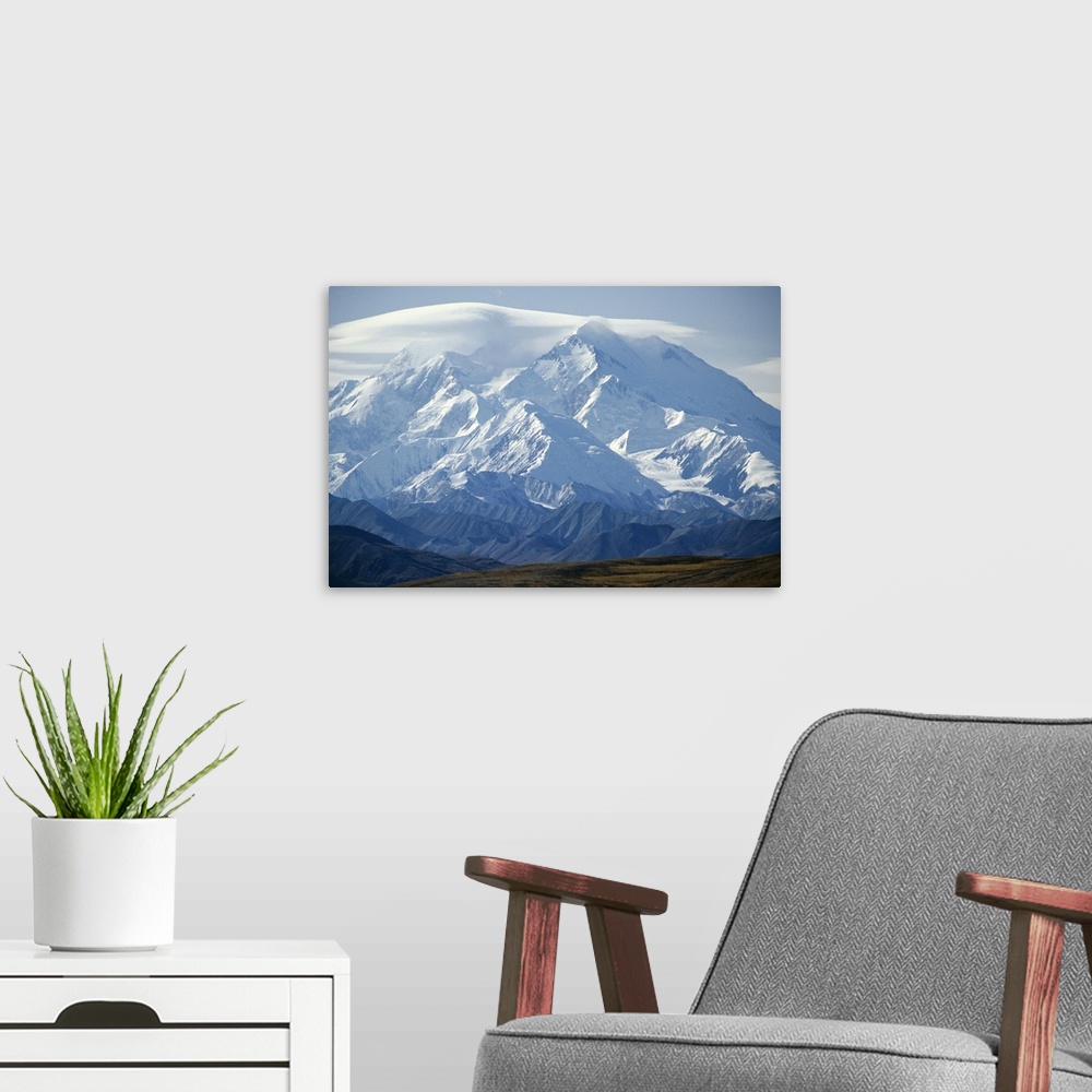 A modern room featuring Mount McKinley, Denali National Park, Alaska, USA