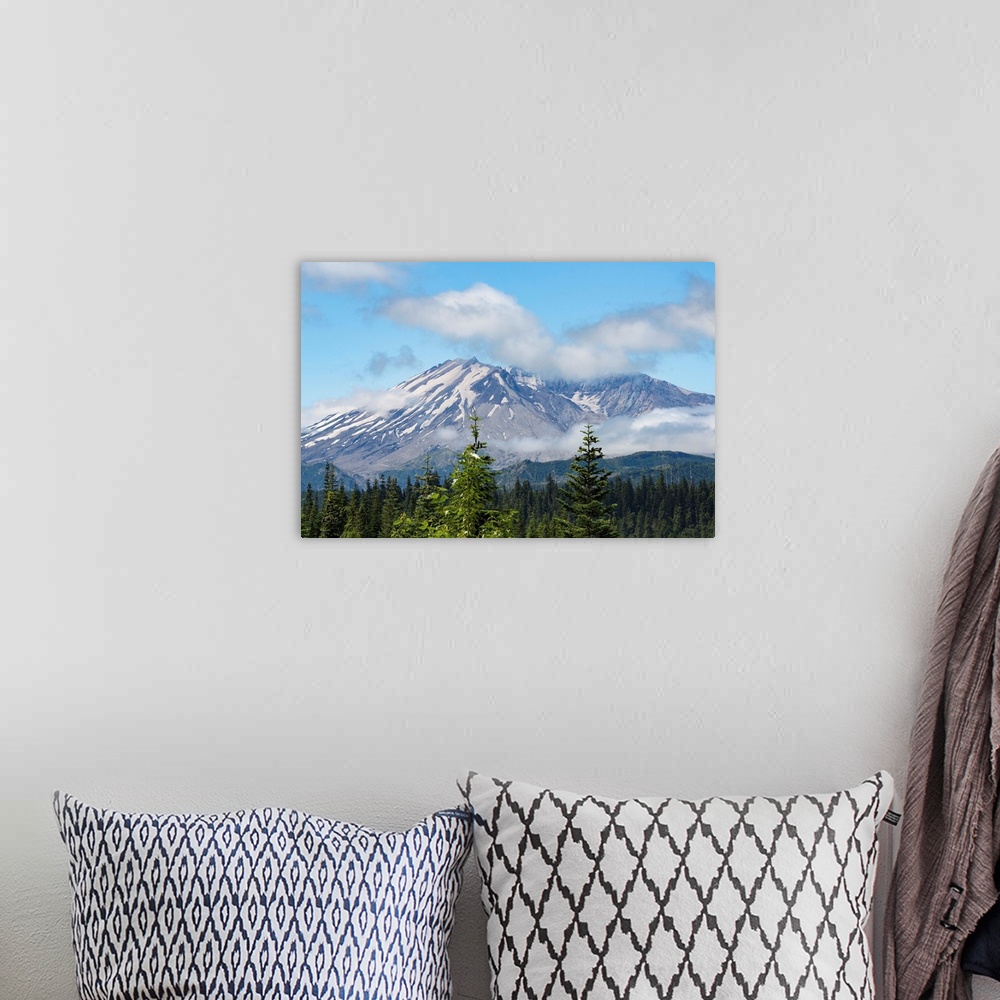 A bohemian room featuring Mount St. Helens, part of the Cascade Range Northwest region, Washington State