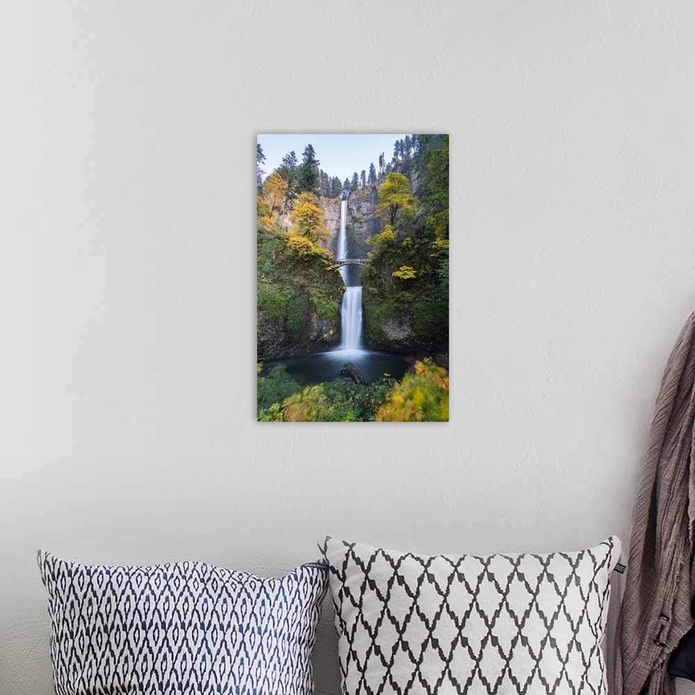 A bohemian room featuring Multnomah Falls in autumn, Cascade Locks, Multnomah county, Oregon, United States of America, Nor...