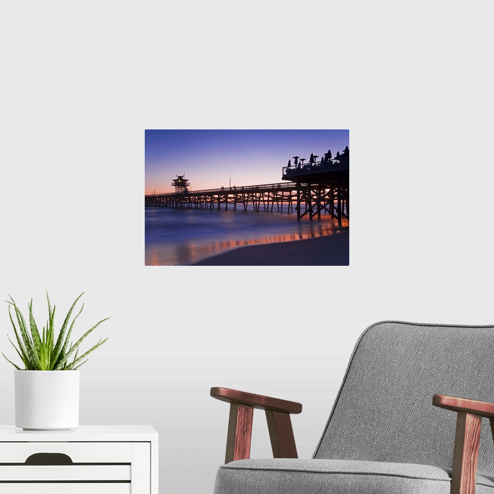 A modern room featuring Municipal Pier at sunset, San Clemente, Orange County, Southern California