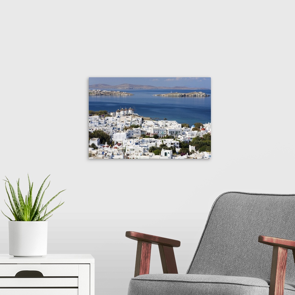 A modern room featuring Mykonos Town, Island of Mykonos, Cyclades, Greek Islands, Greece, Europe