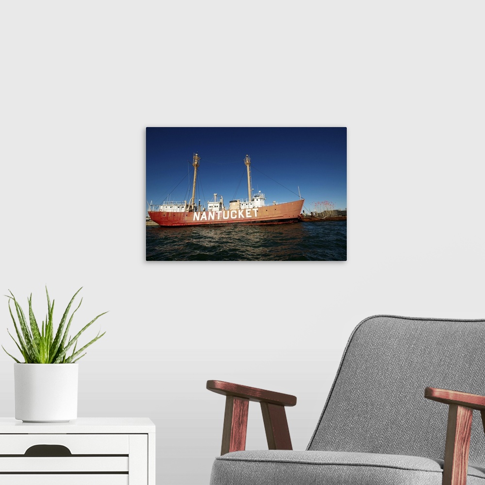A modern room featuring Nantucket Light Ship, Boston Harbour, Boston, Massachusetts, New England