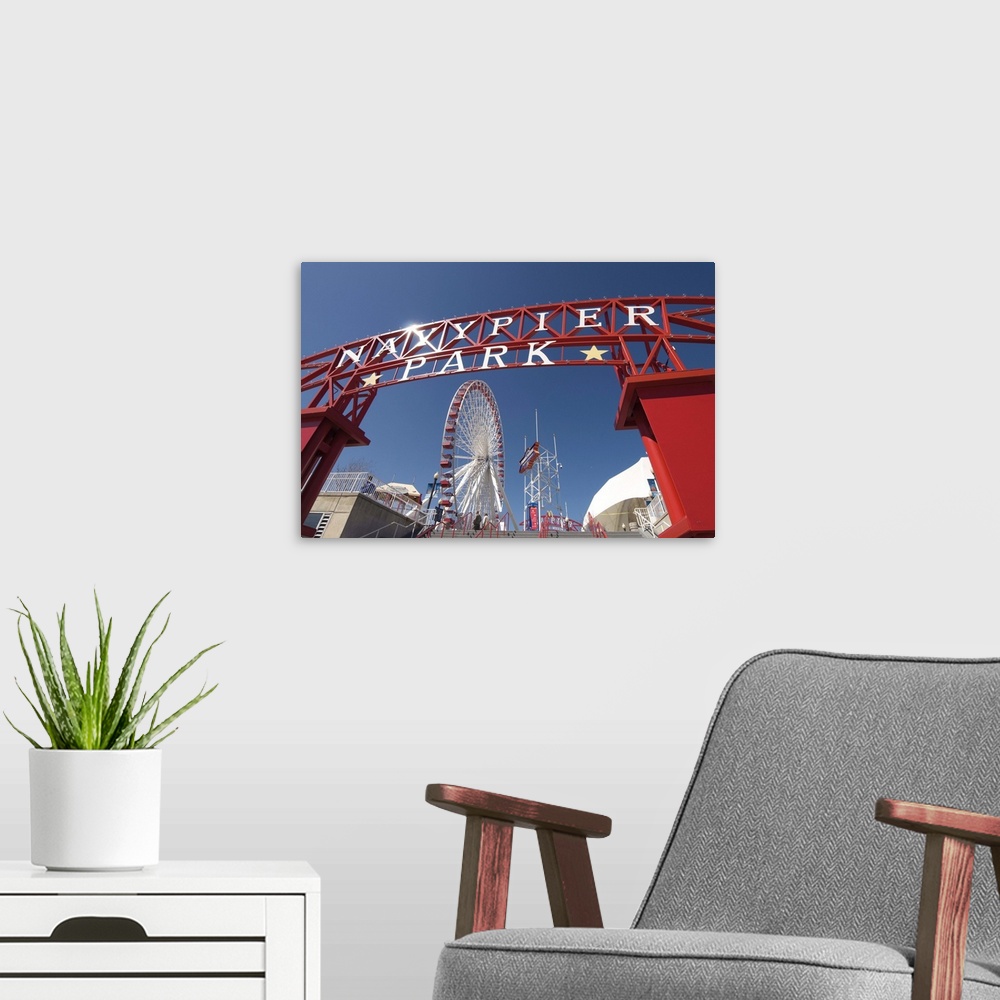 A modern room featuring Navy Pier, Chicago, Illinois