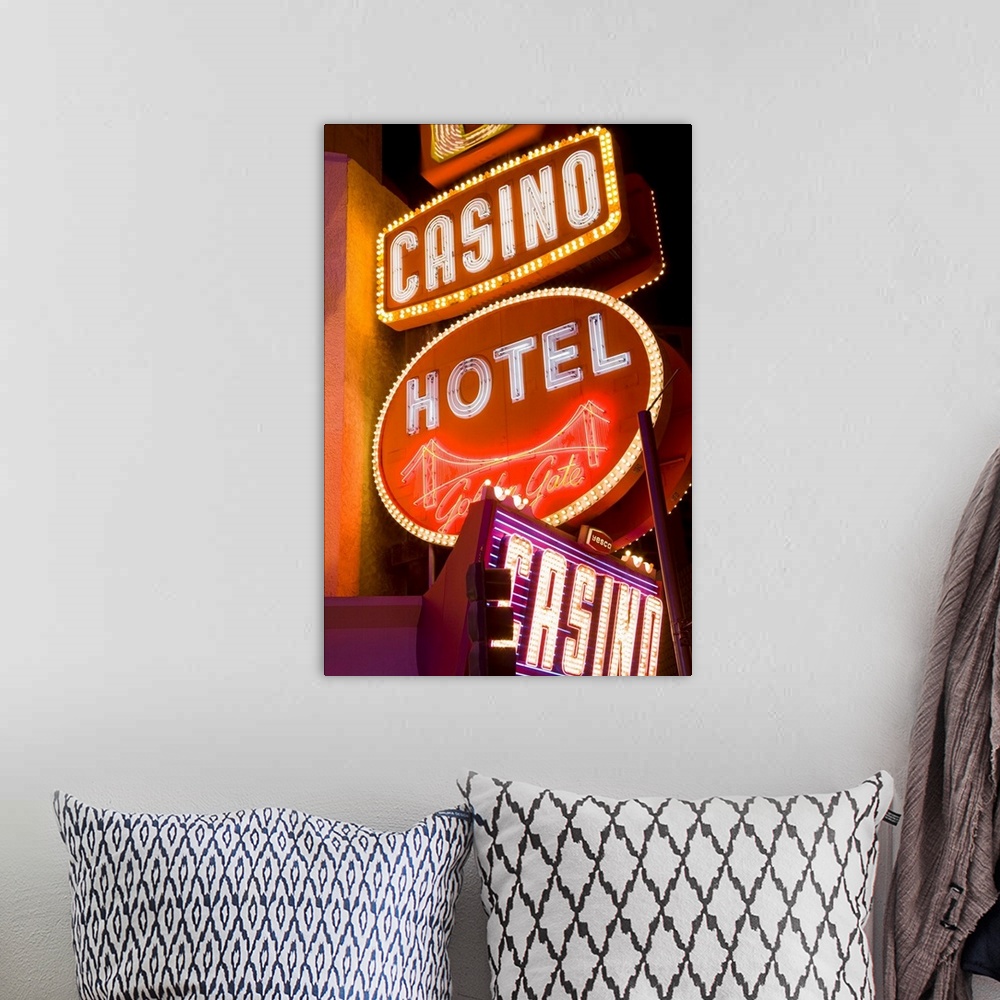 A bohemian room featuring Neon signs on Fremont Street, Las Vegas, Nevada, United States of America, North America