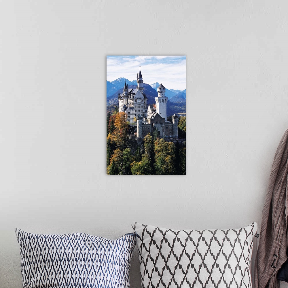 A bohemian room featuring Neuschwanstein Castle, Allgau, Germany.