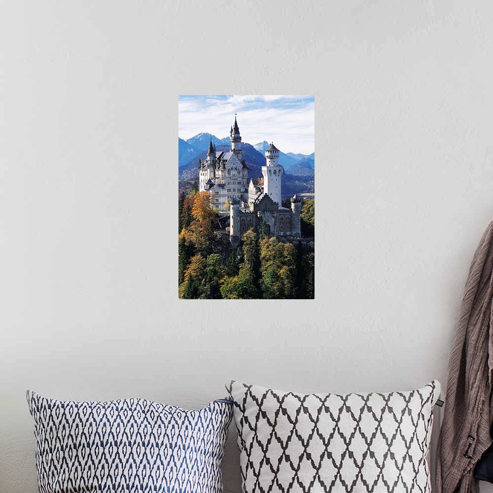 A bohemian room featuring Neuschwanstein Castle, Allgau, Germany.