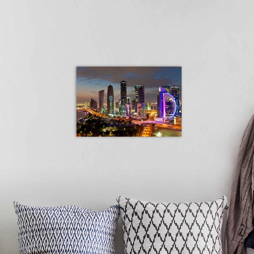 A bohemian room featuring New skyline of the West Bay central financial district, Doha, Qatar, Middle East