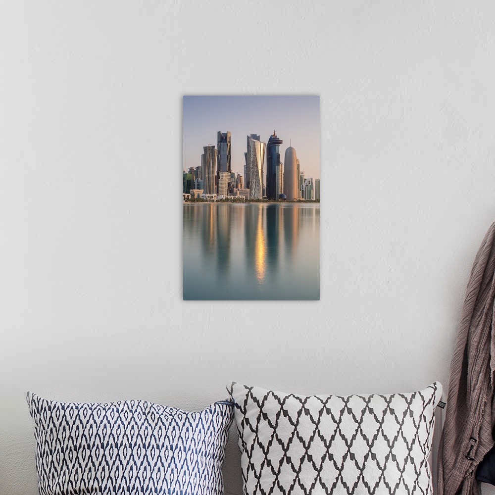 A bohemian room featuring New skyline of the West Bay central financial district of Doha, Qatar, Middle East